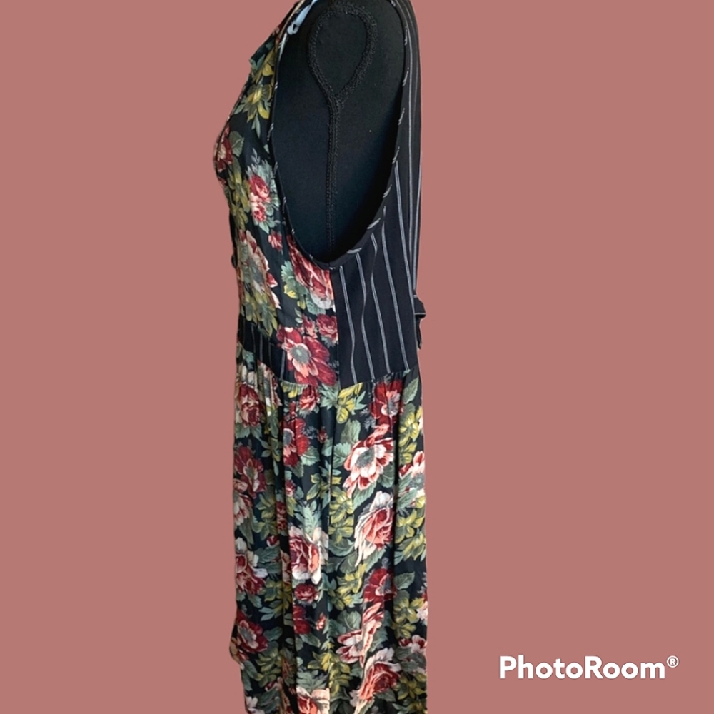 Vtg 90s cottagecore mixed print maxi dress - Picture 4 of 9